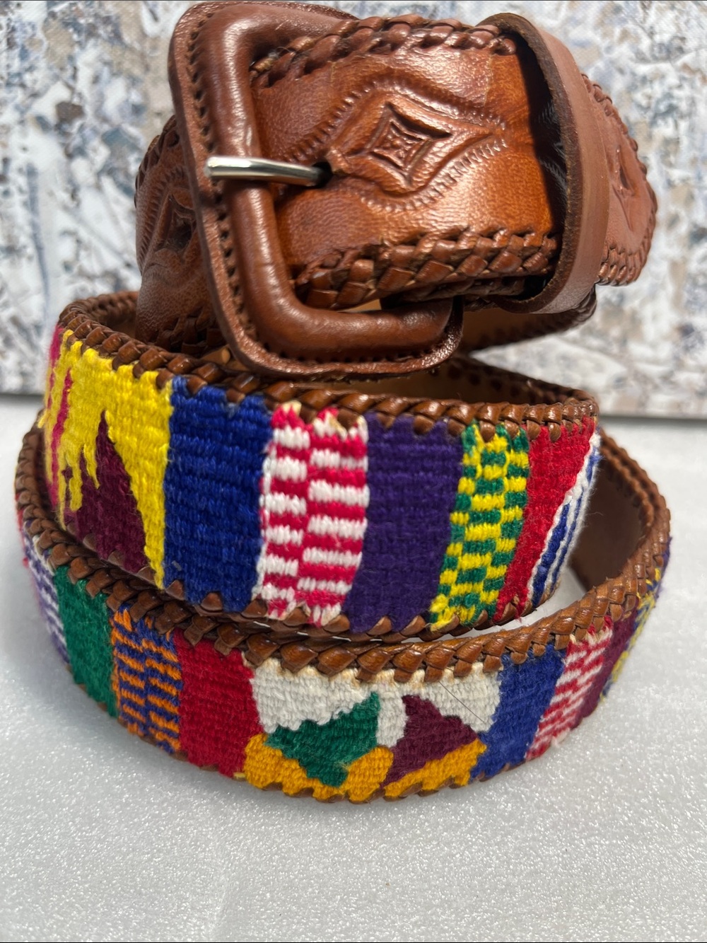 Leather Belt Guatemalan Leather Woven Belt
